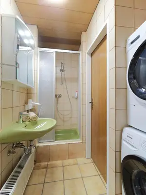 Ein Badezimmer in der Unterkunft Marx - City Apartment in zentraler Lage - Ideal für 2 Personen mit Waschmaschine und gratis WLAN