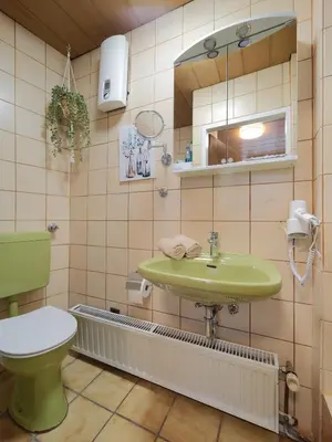 Ein Badezimmer in der Unterkunft Marx - City Apartment in zentraler Lage - Ideal für 2 Personen mit Waschmaschine und gratis WLAN