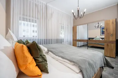 Ein Bett oder Betten in einem Zimmer der Unterkunft Rheinzeit Koblenz