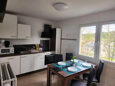 Küche/Küchenzeile in der Unterkunft BIT01-04 Monteur Apartment in Gondenbrett