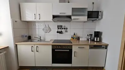Küche/Küchenzeile in der Unterkunft Gemütliche zwei Zimmer Wohnung am Rhein