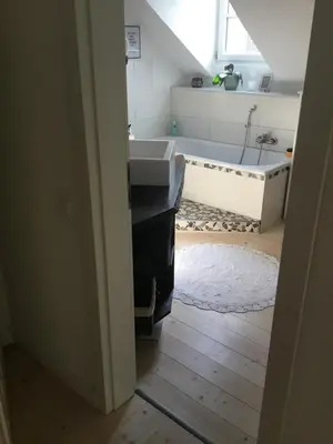 Küche/Küchenzeile in der Unterkunft Historisches Designer Loft Namaste