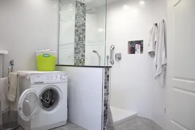 Ein Badezimmer in der Unterkunft Moderne Ferienwohnung in Mastershausen - 140qm