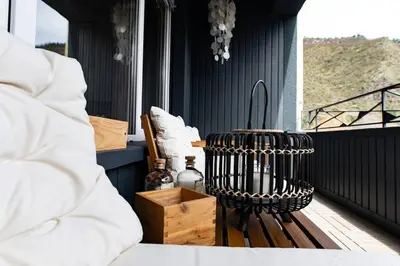 Ein Balkon oder eine Terrasse in der Unterkunft Schöne Wohnung mit großer Terrasse und Moselblick