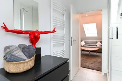 Ein Bett oder Betten in einem Zimmer der Unterkunft Charming apartment in Miesenheim