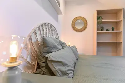 Ein Bett oder Betten in einem Zimmer der Unterkunft Charming apartment in Miesenheim