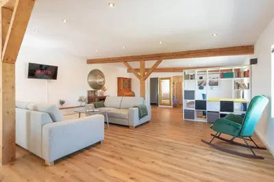 TV/Unterhaltungsangebot in der Unterkunft Modernes Scheunen-Loft