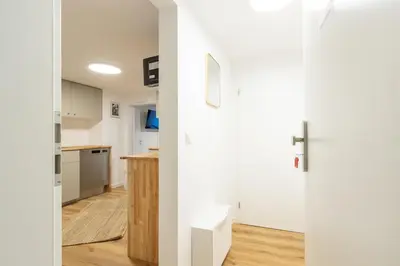 Küche/Küchenzeile in der Unterkunft Mosel Liebe, Modernes Apartment mit Moselblick