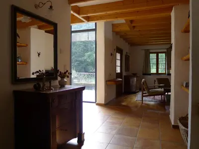 Ein Sitzbereich in der Unterkunft Ferienhaus Schmelzmühle