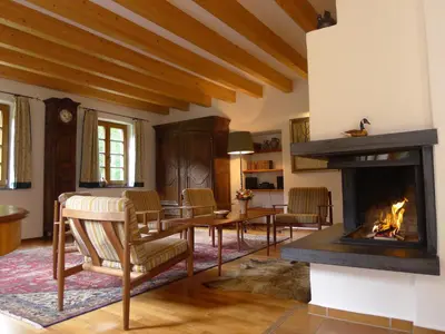 Ein Sitzbereich in der Unterkunft Ferienhaus Schmelzmühle