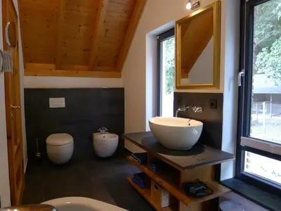 Ein Badezimmer in der Unterkunft Ferienhaus Schmelzmühle