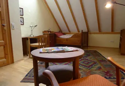 Ein Sitzbereich in der Unterkunft Ferienhaus Schmelzmühle