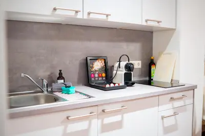 Küche/Küchenzeile in der Unterkunft Gemütliches Apartment nähe Bahnhof und Hochschule