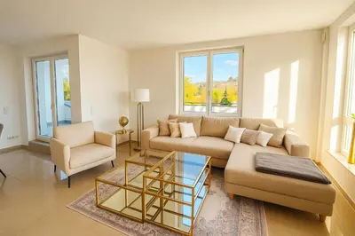 Ein Sitzbereich in der Unterkunft Luxury Mosel Panorama Apartment