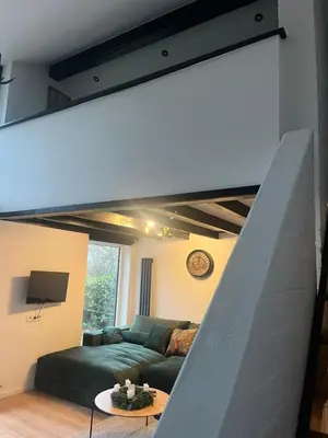 Ein Sitzbereich in der Unterkunft Eifellust