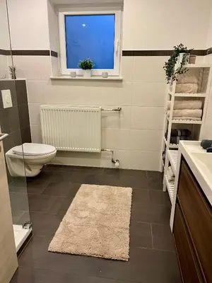 Ein Badezimmer in der Unterkunft FeWo Zum Preussensteig Fröhwaldstraße 19 max 5 Gäste