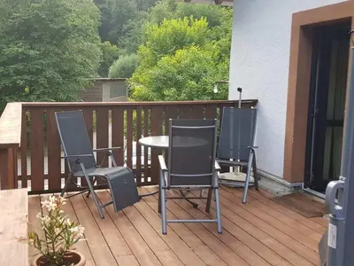 Ein Balkon oder eine Terrasse in der Unterkunft Neumühle from April 2014!