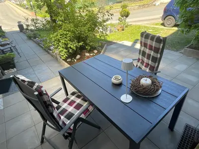 Ein Patio oder anderer Außenbereich in der Unterkunft Ferienwohnung Weller