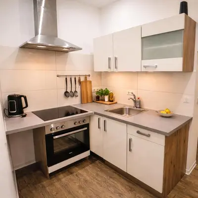 Küche/Küchenzeile in der Unterkunft Komfort Apartment nahe Hauptbahnhof Koblenz