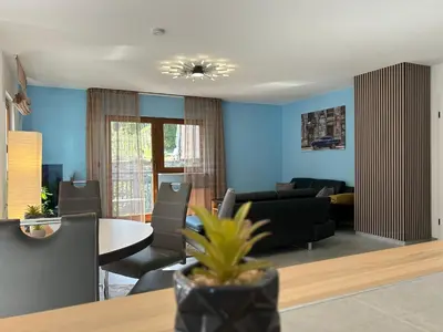Ein Sitzbereich in der Unterkunft Ferienwohnung RebenGlück