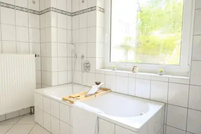 Ein Badezimmer in der Unterkunft Hofgut Eveshausen - Familienquartier Klassik