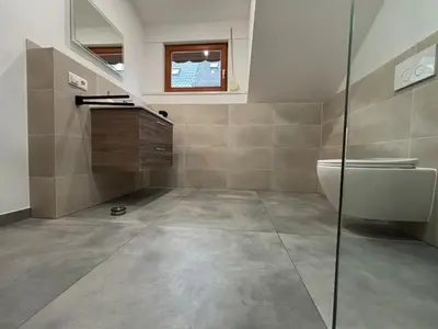 Ein Badezimmer in der Unterkunft Ferienhaus an der Burg Coraidelstein