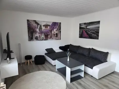 Ein Sitzbereich in der Unterkunft Ferienhaus Flieja