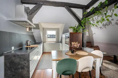 Küche/Küchenzeile in der Unterkunft Stylische Privatzimmer an der Mosel