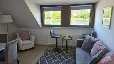 Ein Sitzbereich in der Unterkunft Ferienwohnungen Bongarden