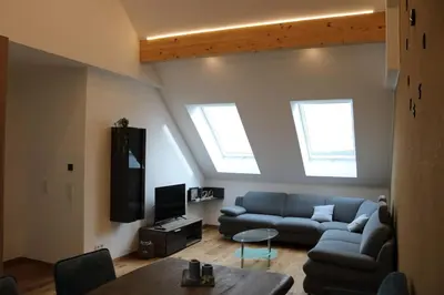Ein Sitzbereich in der Unterkunft Ferienwohnung Weitblick