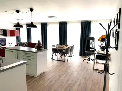 Küche/Küchenzeile in der Unterkunft Eifel24, Homeoffice mit Terrasse