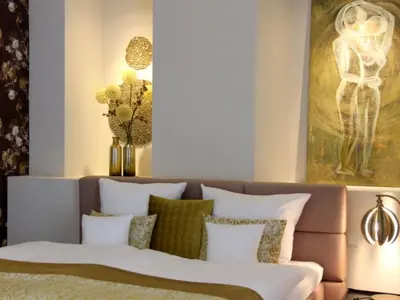 Ein Bett oder Betten in einem Zimmer der Unterkunft Apartment Moselromance mit großer Sonnenterrasse by Interhome