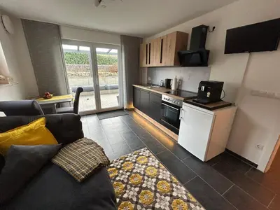 Küche/Küchenzeile in der Unterkunft Ferienwohnung im Hasenwieschen