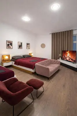 Ein Sitzbereich in der Unterkunft City Rooms Koblenz Hbf