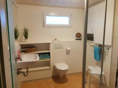 Ein Badezimmer in der Unterkunft Ferienwohnung DORFWIESE
