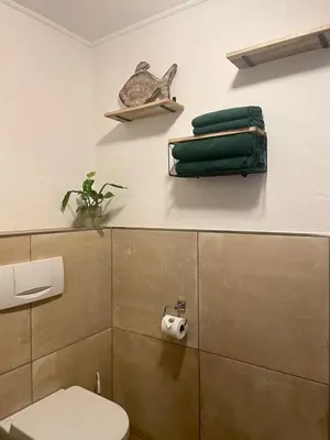 Ein Badezimmer in der Unterkunft Gartenblick