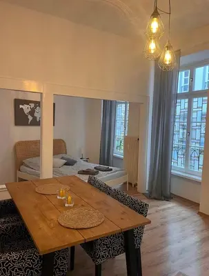 Ein Sitzbereich in der Unterkunft Zentrale schöne Wohnung in der Altstadt mit Balkon