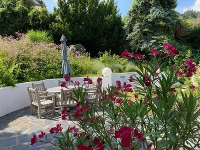 Ein Garten an der Unterkunft Rheinvilla Weitblick