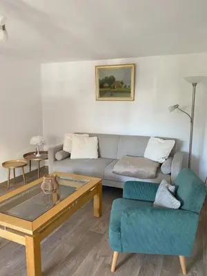 Ein Sitzbereich in der Unterkunft Auszeit Ferienhaus Nr 2 und 2a