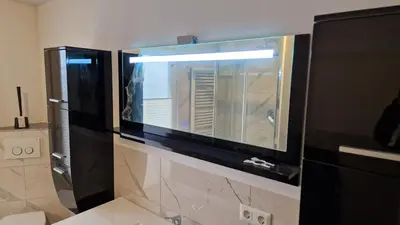 Küche/Küchenzeile in der Unterkunft III Schöne Wohnung in Bingen mit phantastischem Blick auf die Nahe, Fewo für Monteure-C
