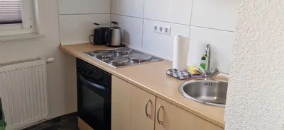 Küche/Küchenzeile in der Unterkunft III Schöne Wohnung in Bingen mit phantastischem Blick auf die Nahe, Fewo für Monteure-C
