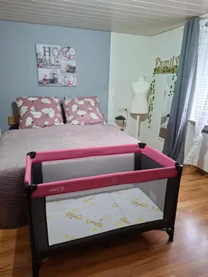 Ein Bett oder Betten in einem Zimmer der Unterkunft Ferienwohnung Seeblick