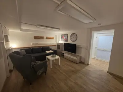 Ein Sitzbereich in der Unterkunft Ferienwohnung Mondstube