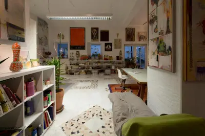 Ein Sitzbereich in der Unterkunft Atelier Valwig