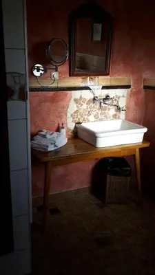 Ein Badezimmer in der Unterkunft Historische Wassermühle
