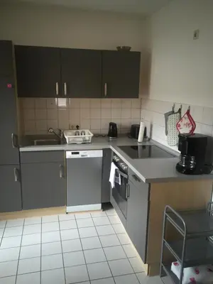Küche/Küchenzeile in der Unterkunft Monteure Apartment Roxheim