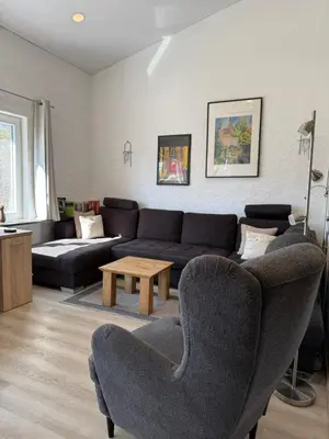 Ein Sitzbereich in der Unterkunft Ferienhaus Stausee Bitburg