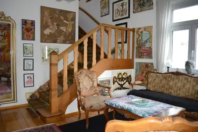 Ein Sitzbereich in der Unterkunft Haus zum Rhein