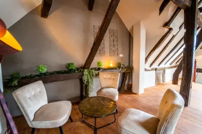 Ein Sitzbereich in der Unterkunft Haus zum Ring