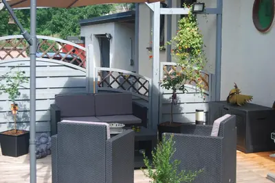 Ein Sitzbereich in der Unterkunft Ferienwohnung Cillien